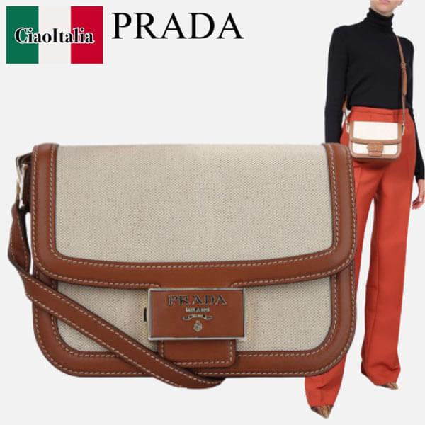 PRADA EMBLEME CANVAS AND SMOOTH LEATHER CROSSBODY BAG 1BD257_2DLI_F0A5T_V_OUH  202A0101402